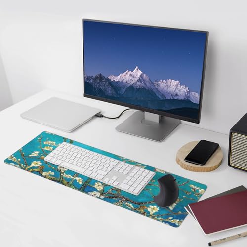 Almond Blossom Gaming Mouse Pad Extended Large Mouse Mat 31.5 X 11.8 Inch Nonslip Rubber Base Long Desk Pad Stitched Edges Mousepad Mice Pad for Office Home Game - color: Almond Blossom