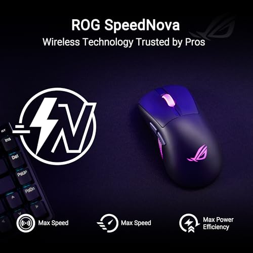 ASUS ROG Keris II Origin Wireless Gaming Mouse – Right-Handed Ergonomic, 65g, Tri-Mode Connectivity, 42K DPI, up to 127Hr Battery, Web-Based Configuration, PC/Mac Support - Black - color: Black, style: Keris II Origin