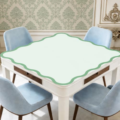 Scalloped Mahjong Mat - Non-Slip Noise Reduction Gaming Mat 31.5 x 31.5 Inch for Mahjong,Waterproof Surface, Neoprene Mahjon for American Mahjong Game (Green) - color: Green