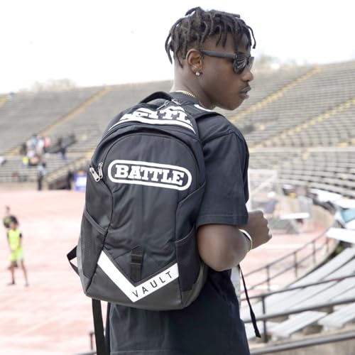 Battle Vault Backpack - Lightweight & Durable Bag With Large Front Pocket, Adjustable Shoulder Straps, Soft-Lined Top Sleeves - color: Black/High Gloss White