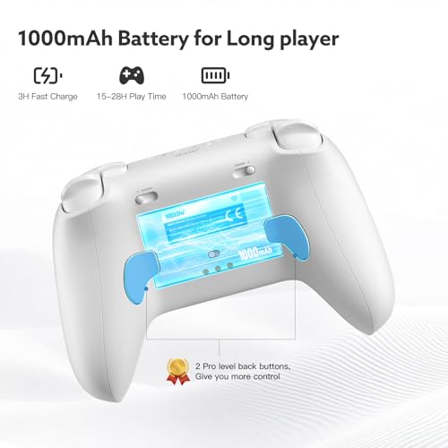 8Bitdo Ultimate 2 Wireless 2.4G Controller (White) | For Windows PC, Apple, Steam & Android, TMR Joystick, Star-Ring RGB Lights, Adjustable Trigger Locks, Charging Dock Included - color: White