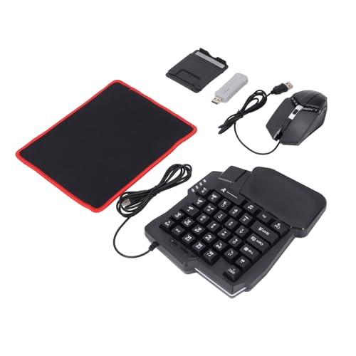 Zunate Half Hand Gaming Keyboard and Combo, Half Hand Gaming Keyboard Set, 4 in 1 Mobile Gaming Keyboard Set with Converter, Adjustable Phone Stand for PC
