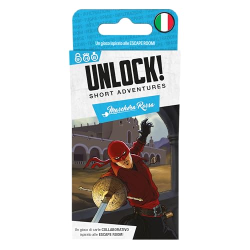 Asmodee: Unlock! Short Adventures: Red Mask, Board Game of Riddles from 10 Years, 1-6 Players, Italian Edition