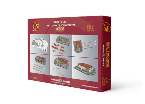 Pro Lion 3D Jigsaw Puzzle of Los Angeles Memorial Coliseum - 136 Pieces | 2 Hour Build Time | Home of USC Football Team | American College Football Gifts for Boys, Men & Kids Aged 8 & Up | Sports Fans - style: Home of USC Football Team