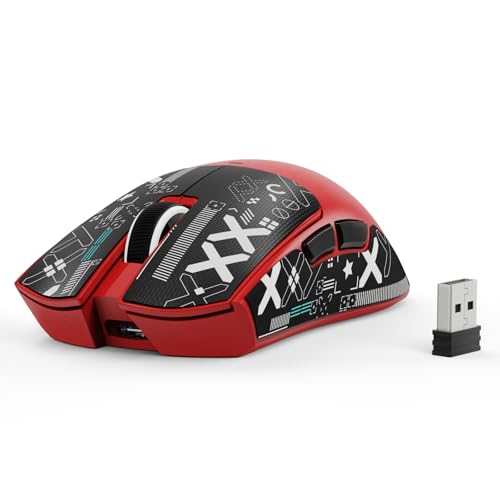 ATTACK SHARK X11SE Wireless Gaming Mouse, 59g Lightweight, Red&Tape | Bluetooth/2.4Ghz Wireless/Wired Connectivity, 22K DPI, PixArt PAW3311 Gaming Sensor, 1K Polling Gamer Mice for PC/Mac - color: Red&Tape