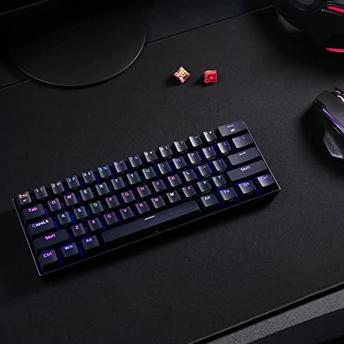 Redragon K530 Pro Draconic 60% Wireless RGB Mechanical Keyboard, BT/2.4Ghz/Wired 3-Mode 61 Keys Compact Gaming Keyboard w/Hot-Swap Socket, Free-Mod Plate Mounted PCB & Tactile Brown Switch - color: Black, size: Brown Switch