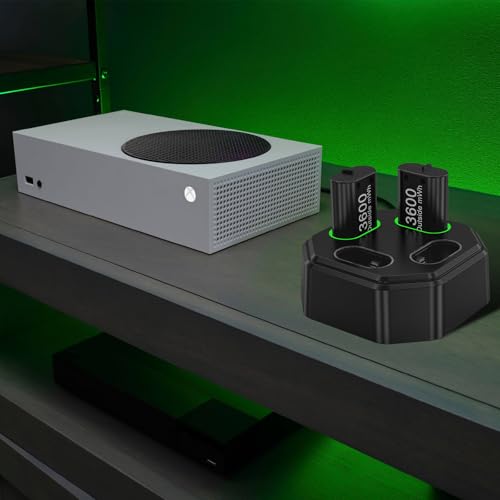 4 Pack Rechargeable Battery Pack Compatible with Xbox Series S/X,Charger Dock with 4 x 3600mWh NiMH Controller Battery Pack for Xbox One Wireless Controller - color: Black