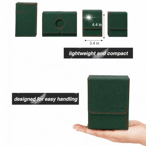 MTG Deck Box with Commander Display Window (Green&Red, 1 window) | Holds 120 Single/100 Double-Sleeved Cards, Fit MTG/PTCG/OPTCG Cards, Strong Magnet, PU Leather, With 2 Dividers & 1 Toploader - color: Green and Red