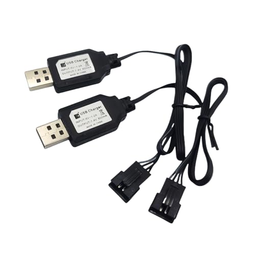 SM-4P USB Charger Cable Replacement for RC Car, RC Boat 7.4V Charger Plug, USB Charging Cable - 2Pack