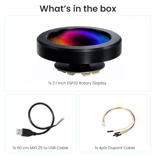 ELECROW 2.1" ESP32 Rotary Display 480x480 HMI IPS Round Knob Touch Display | 2.4G WiFi and BLE Capacitive Rotary Touch Screen Development Board Compatible with Arduino IDE and LVGL Library - size: 2.1" ESP32 Rotary Display