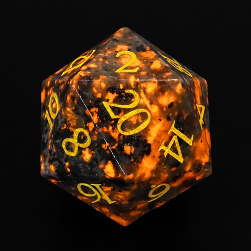 LUCKY-M Natural Flame Yooperlite Gemstone DND Dice, Birthday Gifts for Him, 7PCS Dungeons and Dragons Dice Set with Case for RPG, Handmade Cool Dice Sets D&D - color: Yooperlite Gemstone