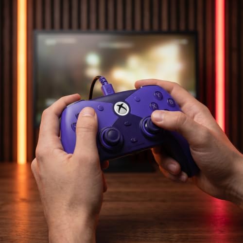 Hyperkin The Competitor Wired Controller for XBOX Series X|S, XBOX One & PC with Hall Effect Joysticks & Impulse Triggers; Symmetrical Layout & Precision D-Pad - Officially Licensed XBOX - Murasaki - color: 퍼플.