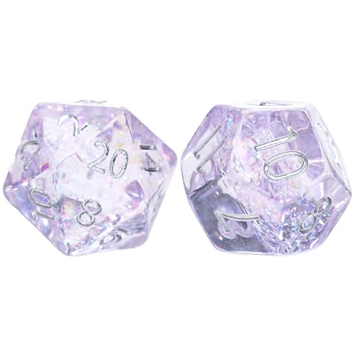 and Dice: Holographic Dice: Pegasus Wings - 7pc RPG Set, Iridescent Purple & Pink Glitter in Clear Resin, Role Playing Games Dice - style: Pegasus Wings