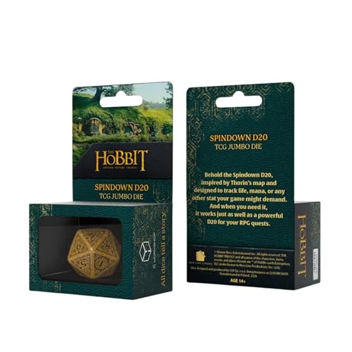 The Hobbit Jumbo Spindown D20 Solaris Die by Q-Workshop | Large Middle-Earth Inspired Life Counter, Premium Engraved Map Design | Easy-Read Numbers | Durable Gaming Dice for TCGs, RPGs & Tabletop Play | Large Middle-Earth Inspired Life Counter, Premium En