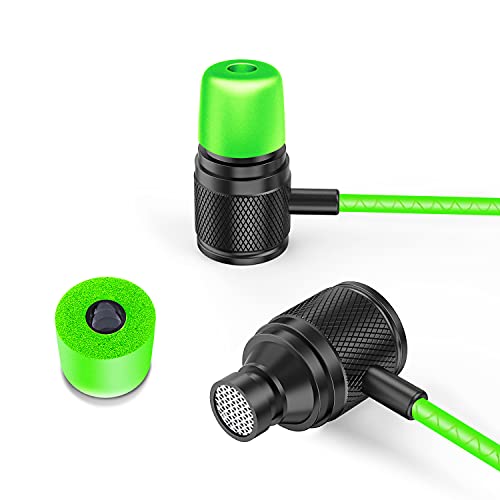 LUDOS Ultra Wired Earbuds in-Ear Headphones, 5 Years Warranty, Earphones with Microphone, Noise Isolating Ear Buds, Memory Foam for iPhone, Samsung, School Students, Kids, Women, Small Ears - Green - color: Green, style: 3.5 mm