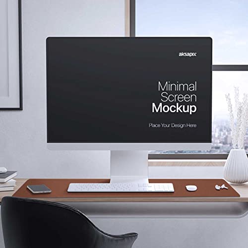 Aothia Double-Sided PU Leather Desk Pad - Non-Slip Large Mouse Pad & Desk Mat for Office, Home - Waterproof, Easy to Clean, Durable Dual-Sided Surface(Brown, 23.6" x 13.7") - color: Brown, size: 23.6" x 13.7"