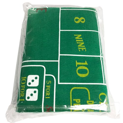 Craps Table Top Felt Layout - 36" x 72" Rectangle Las Vegas Style Green Casino Poker Table Cover Mat, Great for Poker Game Night Events Theme Party Fundraisers & Gatherings - size: 72" x 36" (Rectangular), style: Craps