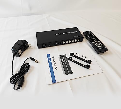 4K HDMI Quad Multi-viewer 4x1, Yinker 4 in 1 Out HDMI Quad Switcher 4 to 1 Screen Multiviewer for 4K@60Hz, Supports Audio Extractor & Screen Rotation & 8 Display Modes PIP PBP & IR Remote & RS232 - size: 4K 60Hz 4x1 w/o KVM