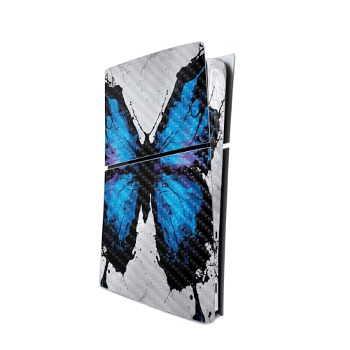 MightySkins Carbon Fiber Skin for PS5 PlayStation 5 Slim Digital Edition Console Only - Butterfly Splash Protective, Durable Textured Carbon Fiber Finish Easy to Apply Made in The USA - color: Butterfly Splash, size: PS5 Slim Digital Edition Console Only