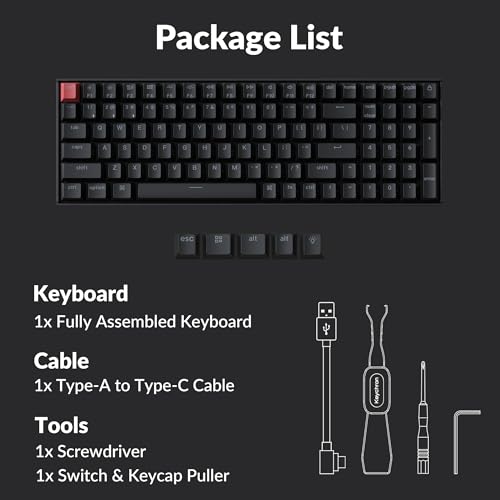 Keychron K4 96% Layout QMK Wireless and Wired Options Mechanical Keyboard, White Backlight Super Brown Switch, Paired with Shine-Through Double-Shot PBT Keycaps for Mac Windows-Version 3 - color: Keychron Super Brown Switch, size: Version 3