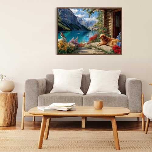 500 Piece Landscape Puzzle for Adults – Dog Jigsaw Puzzle 500 Pieces for Adults Seniors – Eco-Friendly Recycled Paper – Fun & Challenging Family Game Gift for Friends and Family (20.5 x 15 in) - style: Landscape Dog