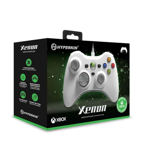 Hyperkin Xenon Wired Controller for XBOX One/Series X|S & Windows 10|11 PC, Plug and Play Gaming Gamepad with 3.5MM Audio Jack, Impulse Triggers, Officially licensed - White - color: White
