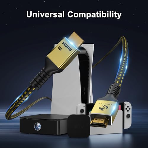 LIONWEI 8K Certified HDMI Cable 6.6FT/2M, HDMI 2.1 Cable 8K@60Hz 4K@120Hz, 48Gbps Ultra High Speed HDMI Cord, HDCP 2.2&2.3, DTS:X, Dynamic HDR, eARC, Compatible with Roku TV/HDTV/PS5