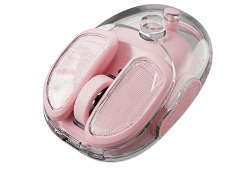 SEUNKWANG Q9 Transparent Wireless Mouse with RGB Lighting, Compact Multi-Device Bluetooth & 2.4G Computer Mouse, Rechargeable, Quiet Clicks, 4800 DPI Cute Mice for Laptop, PC, Mac, iPad - Pink - color: Pink