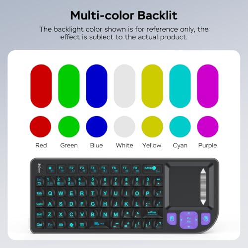 Mini Wireless Keyboard with Touchpad, Bluetooth 5.2 & 2.4G Dual Mode | 7-Color RGB Backlit, Rechargeable 1000mAh Battery, Aluminum Frame, Plug and Play, Perfect for Travel, Office, and Home - color: black