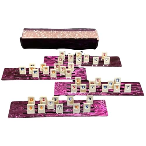 Ready Covers Lucite Premium Tile-Based Number Game Set – Acrylic Number Tiles, Tile Holders & Storage Box – Luxury Purple & Pink Marble Design – Classic Family Game for Adults & Kids