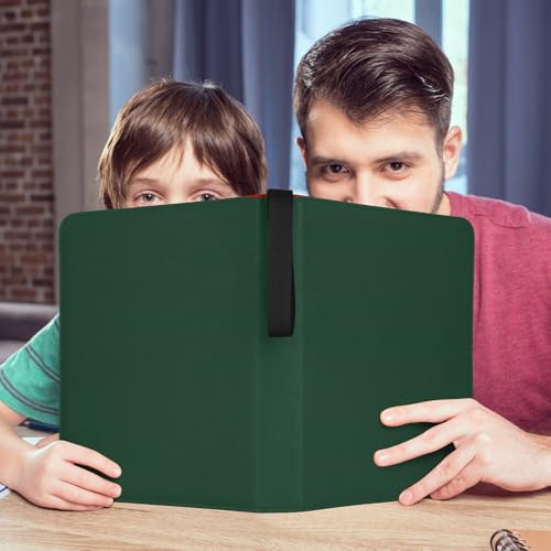 GERMUN 3 Ring 9 Pocket Zipper Card Binder, 720 Double Sided Standard PU Trading Card Album Folder for TCG & Sports Cards, Not Fit Top Loaders (Dark Green) - color: 9 Pocket 720 Dark Green