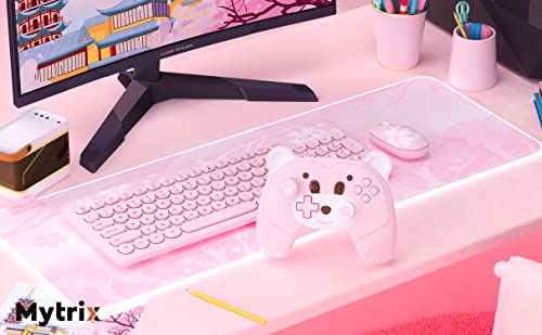 Mytrix Cute Wireless Controller, Pro Controller Wireless Gamepad Bundle with Breathing Light, Macro, Headphone Jack, Turbo-Pink Berry - color: Pink Berry