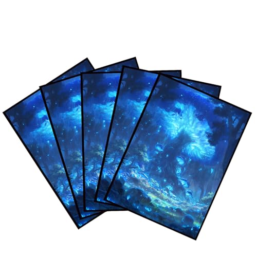 Card Sleeves for (MTG) - 100 Full Art Panoramic Lands, Premium Matte, 5 Color Landscape Art (Blue) - color: Blue