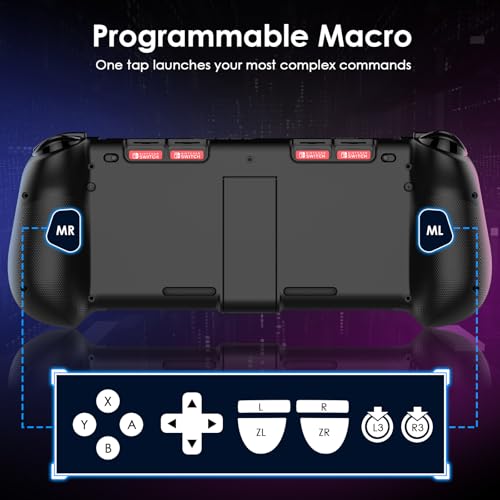 ewnol Switch Controllers for Nintendo Switch/OLED, Full-Size Handheld Switch Pro Controller with Hall Effect Joystick, 4 Game Slot, 1000mAh Battery, Adjustable RGB Light - Star - color: Black Star
