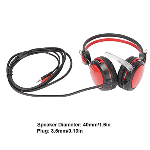 Noise Cancelling Gaming Headphones Clear Sound and Microphone for Computer Players (Red) - color: Red