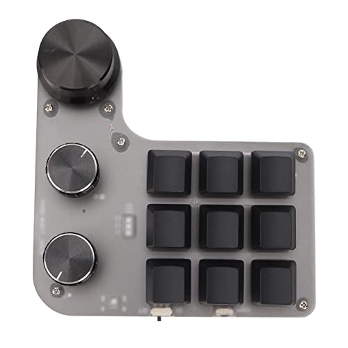 Sanpyl One Handed Mechanical Keypad, 9 Programmable Keys 3 Knobs, Dual Mode USB/Bluetooth Gaming Keyboard for PC