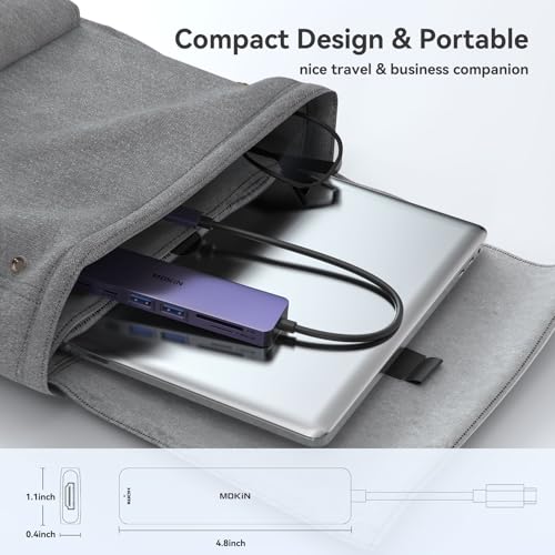 USB C Hub HDMI Adapter for MacBook Pro/Air, MOKiN 7 in 1 USB C Dongle with HDMI - color: Purple