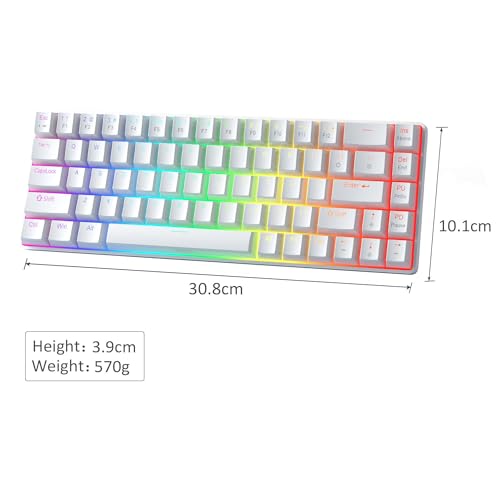 MageGee Portable 60% Mechanical Gaming Keyboard, Red Switch, PBT Pudding Keycaps RGB Backlit Compact 68 Keys Mini Wired Office Keyboard for Windows Laptop PC - White