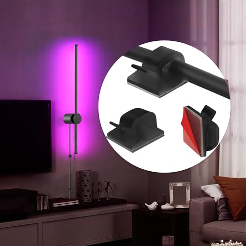 RGB LED Wall Sconces Set of Two with Remote, 15 Color Modes, Dimming, DIY 180ยฐ Rotate, Black Plug in Wall Sconces with Warm Light, Dynamic Multicolor Ambience Lights, Plug in Wall Light, 23.6 Inches