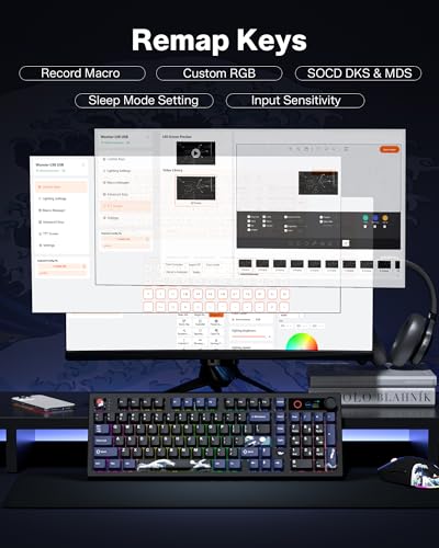 L98 Wireless Gaming Keyboard, 98 Keys Mechanical Keyboard with Smart Display and Knob, Bluetooth/2.4GHz/USB-C Hot Swappable RGB Backlit with Number Pad for PC Mac