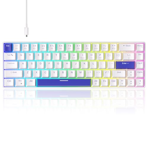 MageGee Portable 60% Mechanical Gaming Keyboard, RGB Backlit Compact 68 Keys Wired Mini Keyboard for Laptop PC Mac, Hot Swappable, Blue Whale Switch - White - color: Klein Blue/Blue Whale Switch