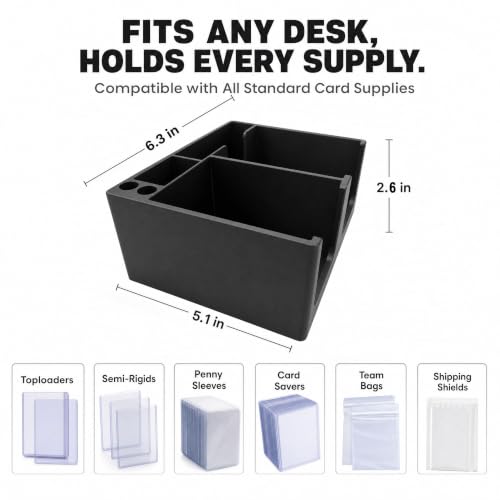 Card Ripping Station Caddy, Toploader Dispenser & Penny Sleeve Holder | One-Handed Top Loaders Penny Sleeves Card Saver Holder w/ Anti-Slip Base, Holds 60+ Toploaders & 400+ Sleeves - color: Card Ripping Station