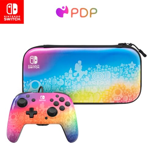 PDP REMATCH Controller & Travel Case Bundle: Star Spectrum - Nintendo Switch, Nintendo Switch Lite, & Nintendo Switch - OLED Model - style: Star Spectrum Controller + Case