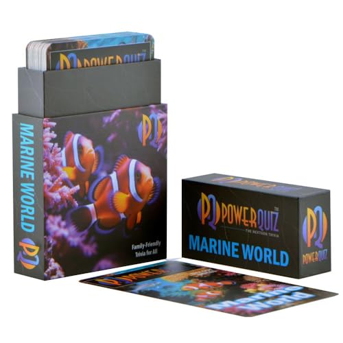 Marine World Biology Trivia Game for Kids & Adults | 200 Questions, 5 Difficulty levels Beginner to Expert, Fun facts, Explanations, Premium matte cards, Hard storage box - style: Marine World