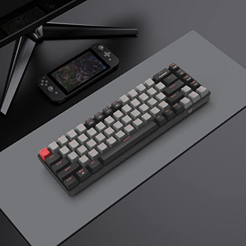 Qisan Mechanical Gaming Keyboard, Dual Mode 2.4G/BT Wireless, 60% Layout, US Layout, Blue Switch, 68 Keys, Computer Keyboard, Gaming Pc, Wireless Gaming Keyboard - color: Blue Switch Black & Grey Combo Color