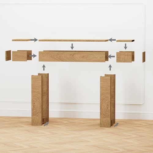63 Inch Long Console Table w/Outlets & USB Ports, Narrow Rectangular Sofa Table Behind The Couch, Farmhouse Entryway Table for Entrance, Hallway, Living Room - color: Natural, style: With Socket