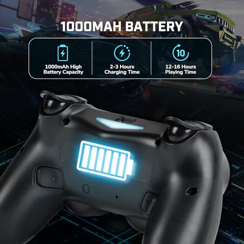 2 Pack Wireless PS-4 Controller, Game Remote Controller Compatible with PS-4/Slim/Pro/PC, RGB Light, Programmable, 1000mAh Battery, Dual Vibration, 6-Axis Gyro, Touch Pad, Share, Speaker&Audio Jack - color: Black and White