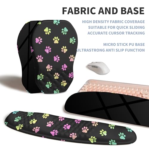 2-in-1 Ergonomic Set, Wave Keyboard Wrist Rest and Massage Slope Mouse Pad Wrist Support, Rebound Memory Foam for Relieve Carpal Tunnel Syndrome and Wrist Pain (Cute Cat Claws) - color: Cute Cat Claws