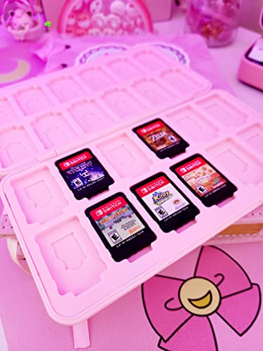 NANANINO Pink Game Storage Case Compatible with Nintendo Switch – Slim 24-Slot Holder with Cute Cat Paw Design - color: CatPaw