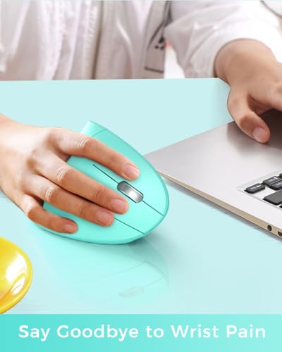 Lekvey Ergonomic Mouse, Vertical Wireless Mouse Rechargeable 2.4 GHz Optical Carpal Tunnel Mouse : 800/1200 / 1600 DPI, 6 Buttons, for Laptop, PC, Mac, Computer, Desktop, Notebook etc, Green - color: Green
